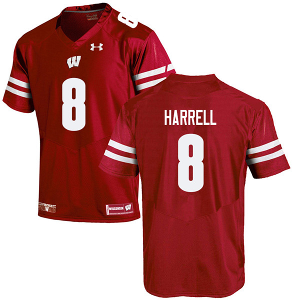 Men #8 Deron Harrell Wisconsin Badgers College Football Jerseys Sale-Red